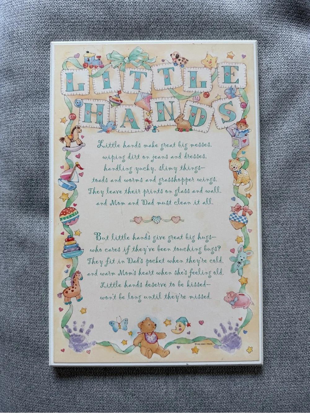 Little Hands 80s 90s Nursery Decorative Vintage Wall Art Cream Nursery Print